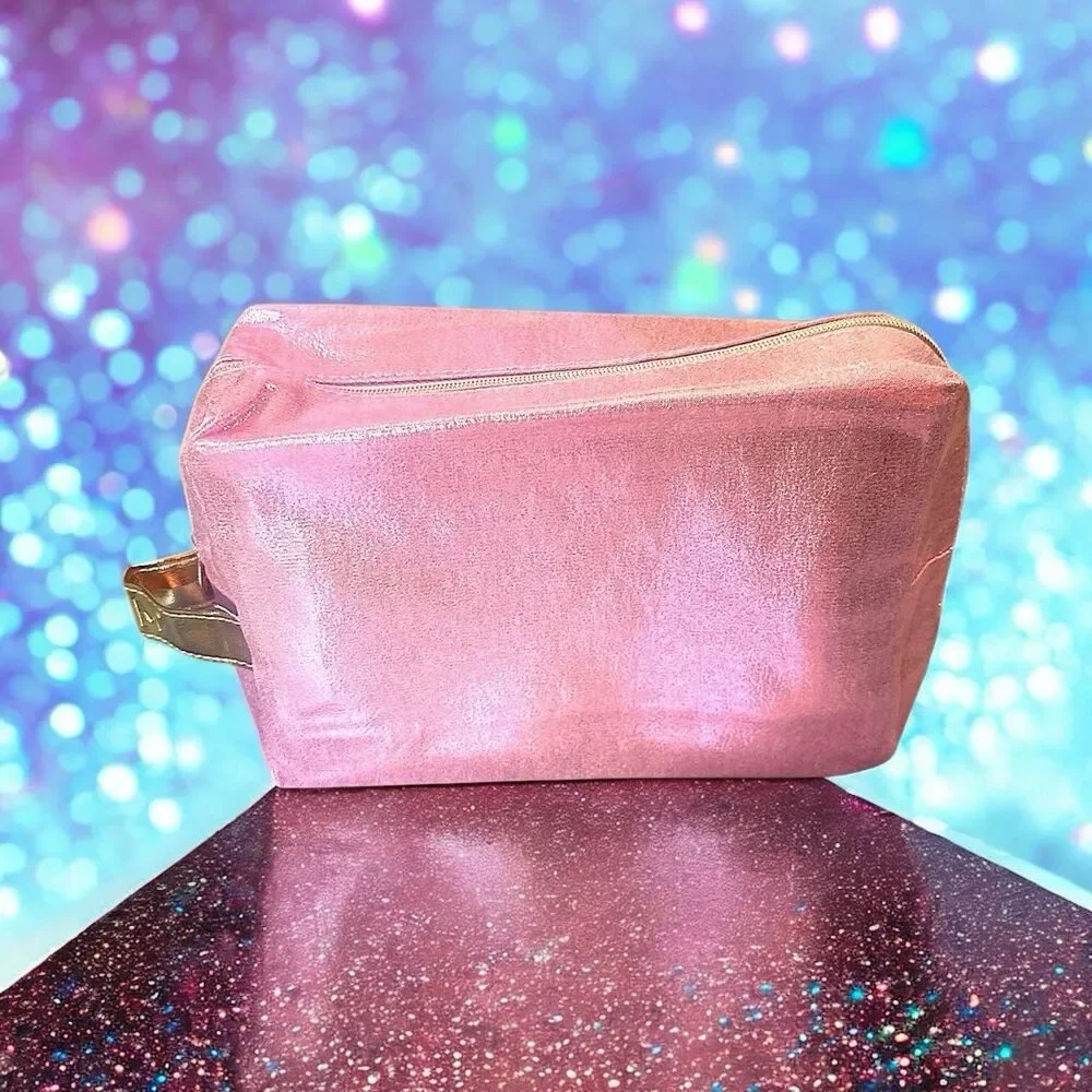 IPSY Bag 8.5” X 6” X 3” Iridescent Pink With Zipper. New Without Box
